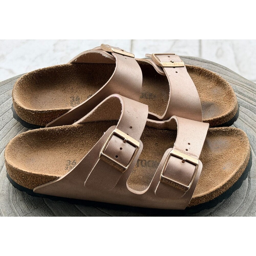 Birkenstock Birko Flor Arizona Sandals Copper Metallic Womens 5 EU 36